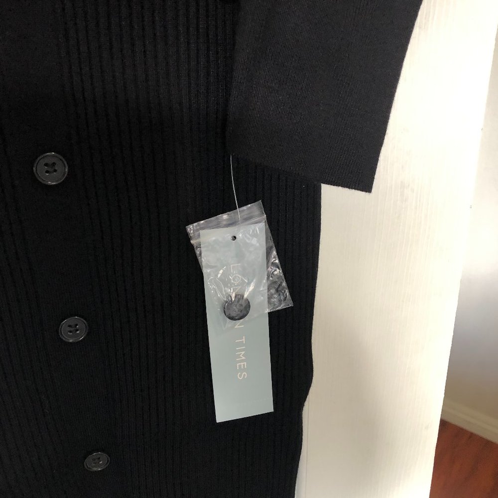 LONDON TIMES Long Sleeve Collared Button Front Dress Black Large - Picture 9 of 9